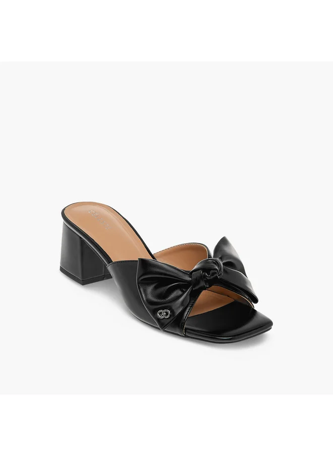 Celeste Women's Bow Detail Slip-On Sandals with Block Heels - J06005-007