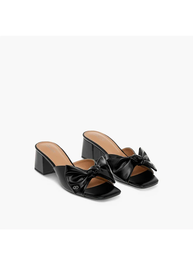 Celeste Women's Bow Detail Slip-On Sandals with Block Heels - J06005-007