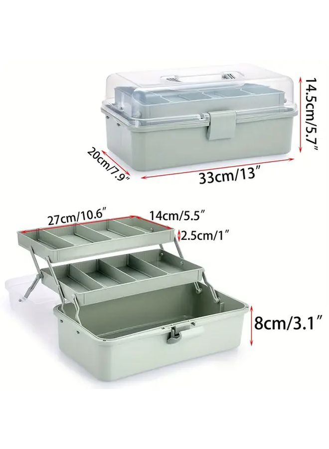 3 Layer Plastic Dividing Storage Box With Adjustable Spacers Portable Handled Art Supply Organizer White Multipurpose Home Utility Box For Medicine And Sewing - Image 4