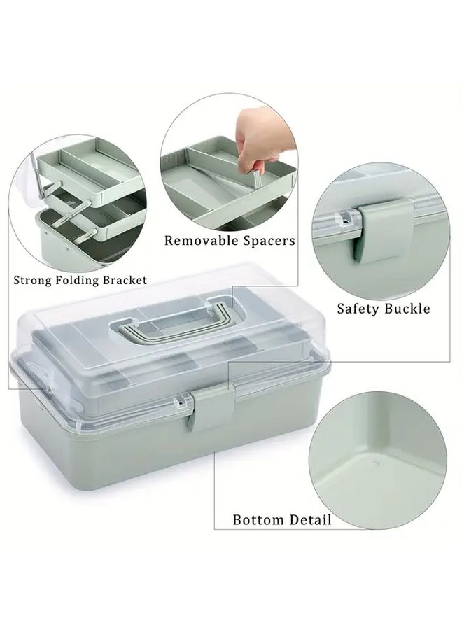 3 Layer Plastic Dividing Storage Box With Adjustable Spacers Portable Handled Art Supply Organizer White Multipurpose Home Utility Box For Medicine And Sewing - Image 5