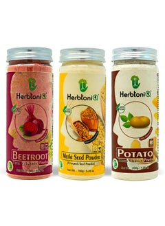 Herbtoniq Beetroot Fenugreek And Potato Powder For Acne Spot Pigmentation Skin Care Regimen Face Pack (500G)  - Image 1