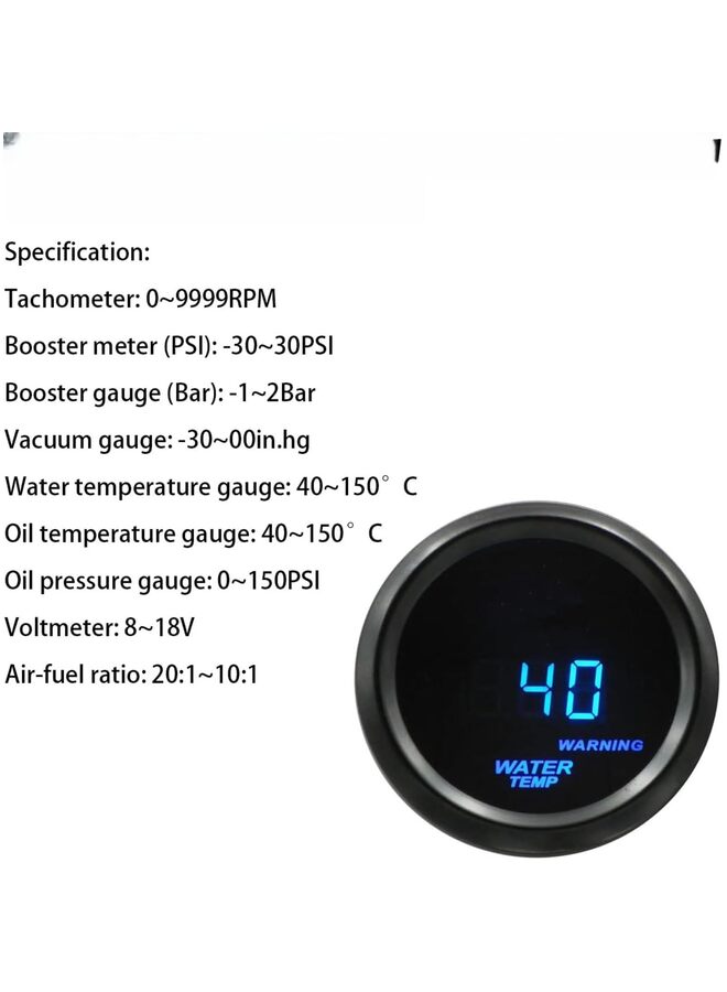 Car Digital Water Temp Gauge, Universal Meter Kit, 2" 52mm & Blue LED Light Display (Size : C) - Image 4