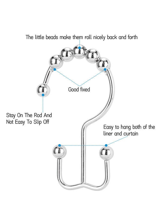 NIBEMINENT 12-Piece Stainless Steel Shower Curtain Double Hook Matte Nickel 10.00X3.00X6.00cm - Image 4