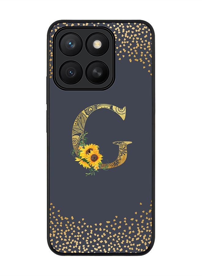 Stylizedd For Honor X8c Case,Slim fit Camera Protection, Shockproof Thin Phone cover  - Custom Floral Monogram - G  (Grey )