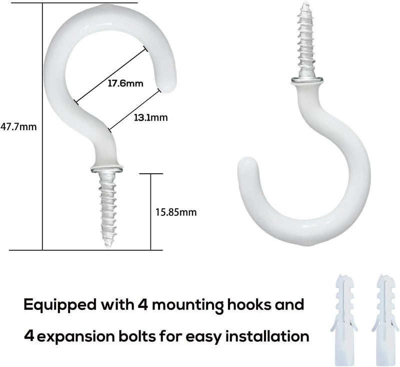 SLIFEOW Rope Curtain Tiebacks for Hanging Drapes, Extra Long Tie Backs with 4 Metal Screw Hooks, Holders Cord for Thin or Thick Window Curtains, Silver 4 Pack - Image 5