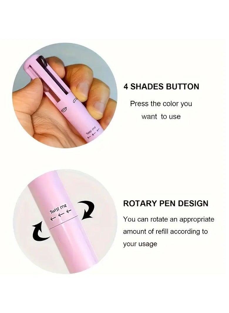 DubaiGallery قلم مكياج 4 في 1 | قلم تجميلي مقاوم للماء | قلم مكياج للسفر لخلق مظهر مكياج مثالي، عيد ميلاد - Image 3