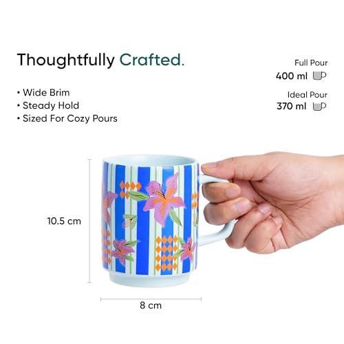 Shay Ceramic Mug, 1 Pc, Lily, 300ml | Glossy Finish | Ceramic Coffee Cup | Porcelain | Microwave Safe (Rise Mug - 1Pc - Lily) - Image 4