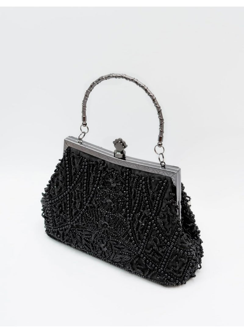 Women's Clutch Evening Bag Womens Vintage Beaded Rhinestone Embroidery Bag Women's Handbag Crossbody Bag Shoulder Bag with Removable Chain Perfect for Weddings, Ramadan, Birthdays,Prom Party - Image 4