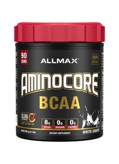 AllMax Nutrition AMINOCORE BCAA Powder, 8.18 Grams of Amino Acids, Intra and Post Workout Recovery Drink, Gluten Free, White Grape, 945 g  - Image 1