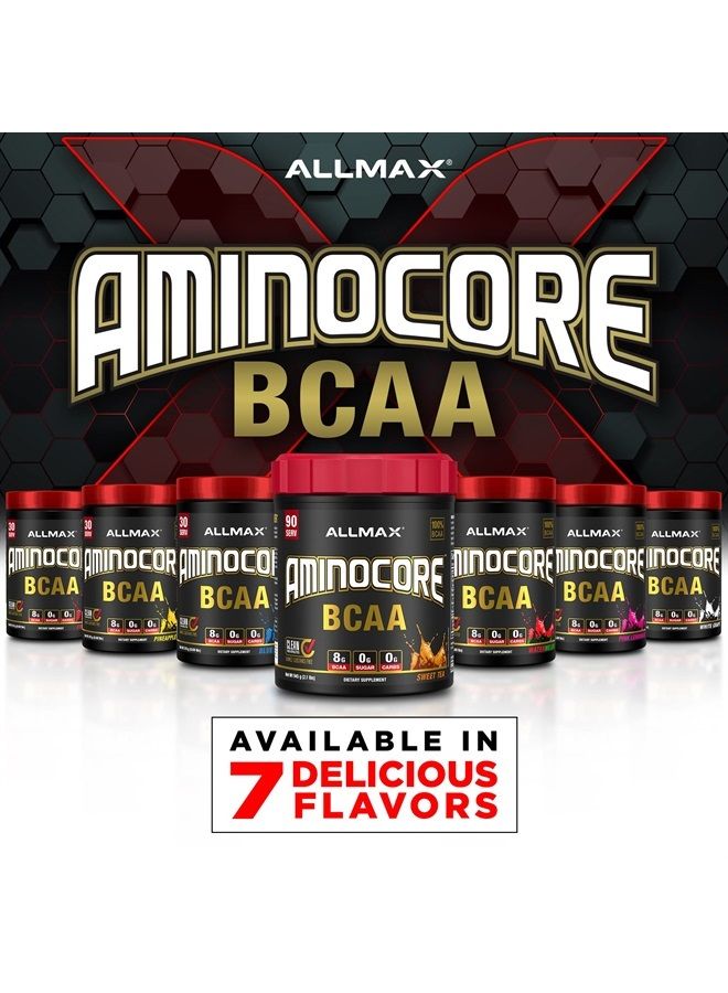AllMax Nutrition مسحوق AMINOCORE BCAA، 8.18 جرام من الأحماض الأمينية، مشروب استعادة الطاقة أثناء وبعد التمرين، خالي من الجلوتين، عنب أبيض، 945 جرام - Image 3