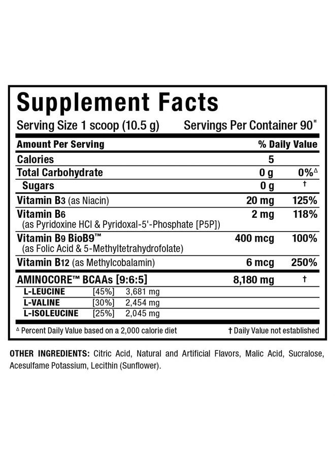 AllMax Nutrition مسحوق AMINOCORE BCAA، 8.18 جرام من الأحماض الأمينية، مشروب استعادة الطاقة أثناء وبعد التمرين، خالي من الجلوتين، عنب أبيض، 945 جرام - Image 4