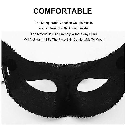 Ralleyfun Masquerade Mask for Men Vintage Venetian Mask for Halloween Party Costume Mardi Gras (Black) - Image 4