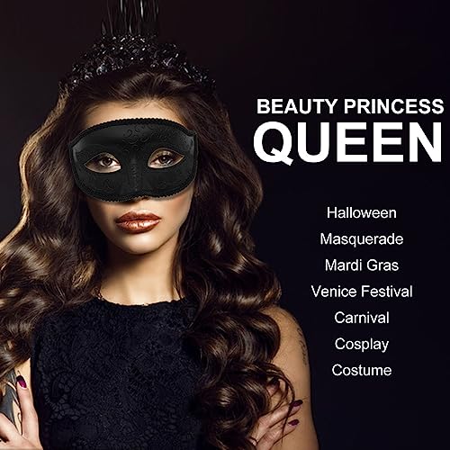 Ralleyfun Masquerade Mask for Men Vintage Venetian Mask for Halloween Party Costume Mardi Gras (Black) - Image 5