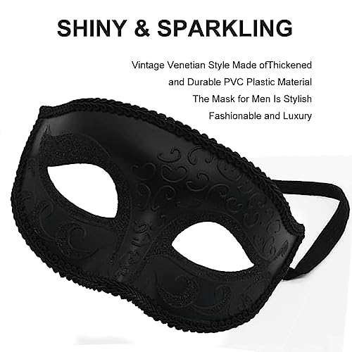 Ralleyfun Masquerade Mask for Men Vintage Venetian Mask for Halloween Party Costume Mardi Gras (Black) - Image 2