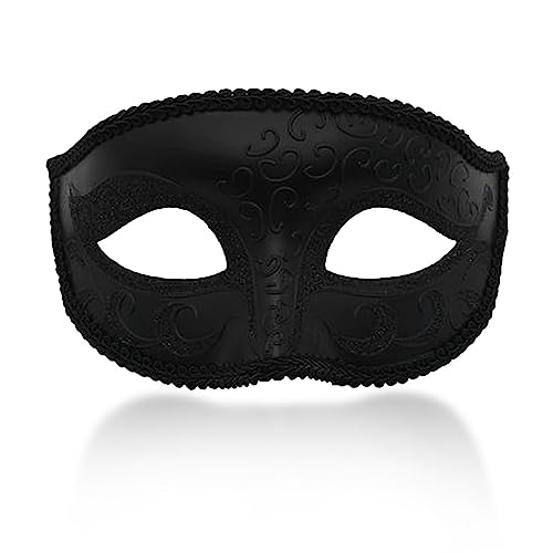 Ralleyfun Masquerade Mask for Men Vintage Venetian Mask for Halloween Party Costume Mardi Gras (Black) - Image 1