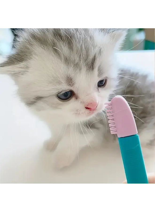1pc Pink Green Dual Head Cat Dog Eye Cleaning Brush Soft Bristles Gentle Massager Tear Stain Remover for Sensitive Eyes Long Short Hair Safe for Kittens Pets At Home Use Non Irritating Eye Care Tool Easyto Use Petsafe Design - Image 1