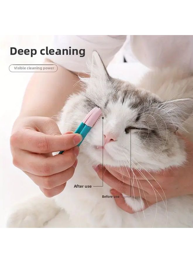 1pc Pink Green Dual Head Cat Dog Eye Cleaning Brush Soft Bristles Gentle Massager Tear Stain Remover for Sensitive Eyes Long Short Hair Safe for Kittens Pets At Home Use Non Irritating Eye Care Tool Easyto Use Petsafe Design - Image 5