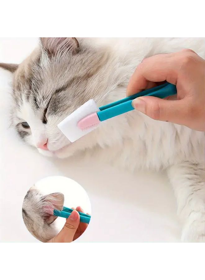 1pc Pink Green Dual Head Cat Dog Eye Cleaning Brush Soft Bristles Gentle Massager Tear Stain Remover for Sensitive Eyes Long Short Hair Safe for Kittens Pets At Home Use Non Irritating Eye Care Tool Easyto Use Petsafe Design - Image 3