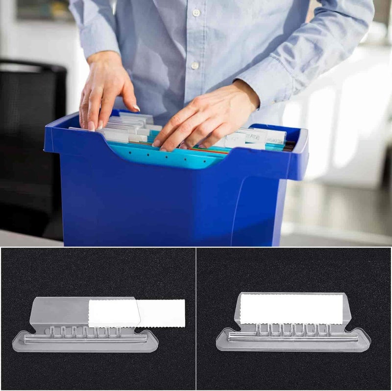 100 Sets Hanging File Folder Tabs (2") – Clear Plastic File Tabs with Blank Paper Inserts | Easy-to-Read File Folder Labels for Home/Office Filing Cabinets & Hanging Folders - Image 5