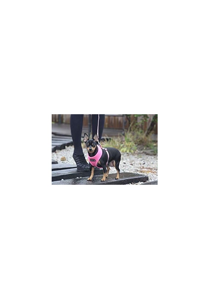 Puppia Soft Dog Harness - No Choke Over-The-Head Design with Adjustable Chest Belt and Quick-Release Buckle, Pink, X-Small - Image 3