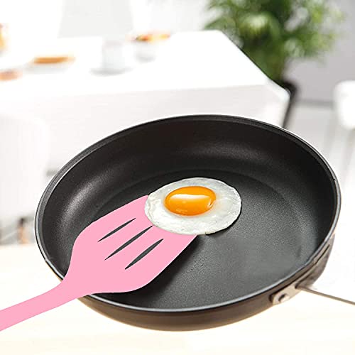 P-Plus International Silicone Slotted Spatula, Non Stick Kitchen Turners, High Heat Resistant BPA Free Kitchen Utensils, Ideal Cookware for Fring Fish, Eggs, Meat,French Fries Pink Pack of 1 - Image 3