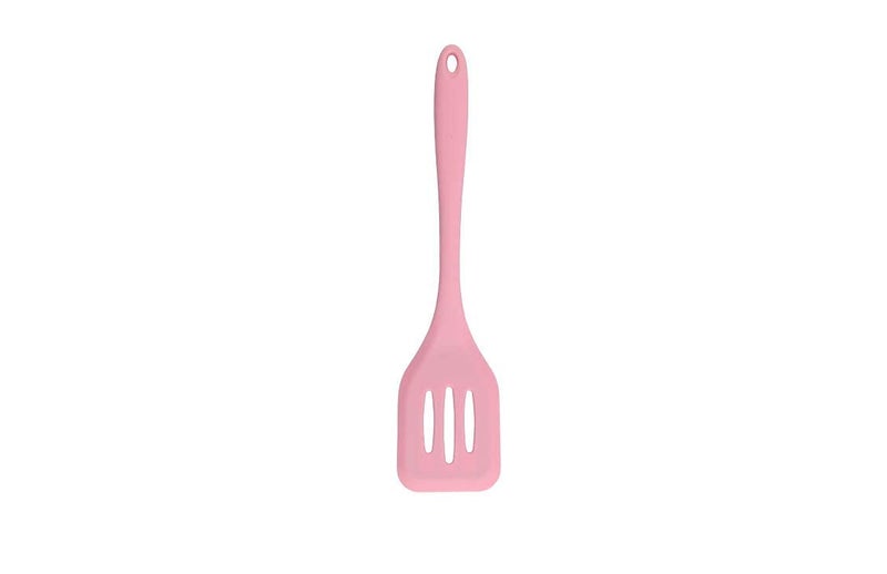 P-Plus International Silicone Slotted Spatula, Non Stick Kitchen Turners, High Heat Resistant BPA Free Kitchen Utensils, Ideal Cookware for Fring Fish, Eggs, Meat,French Fries Pink Pack of 1 - Image 1