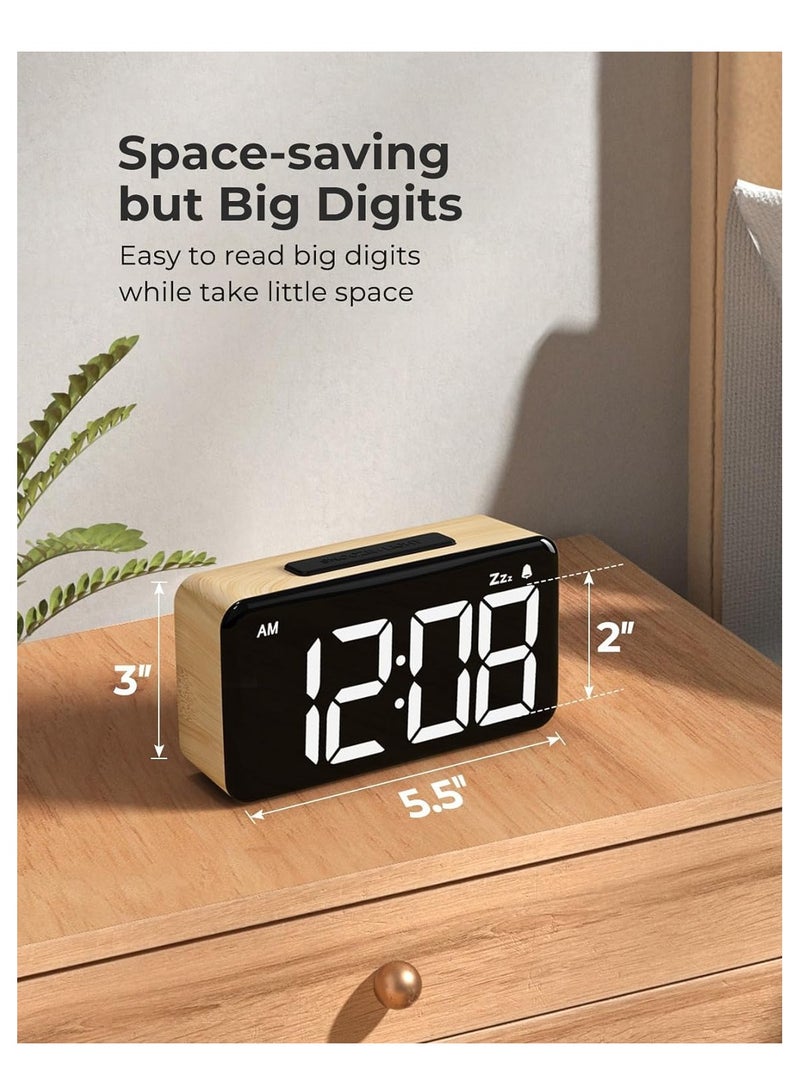 SYOSI Digital Alarm Clock with Large LED Display - Easy-to-Read Digits, 5-Level Brightness, Snooze, Power-off Memory - Ideal for Bedrooms, Bedside, and Gifts - Image 2