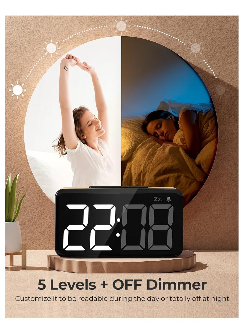SYOSI Digital Alarm Clock with Large LED Display - Easy-to-Read Digits, 5-Level Brightness, Snooze, Power-off Memory - Ideal for Bedrooms, Bedside, and Gifts - Image 3