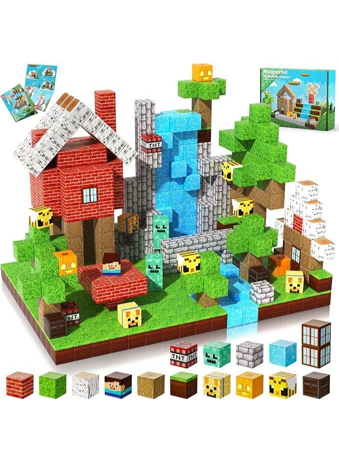Magnetic Blocks – Build Mine Magnet World & Creative Magnet Cubes Construction Set, STEM Sensory Toys for Kids, Boys & Girls Ages 3-10, Classroom & Birthday Gifts