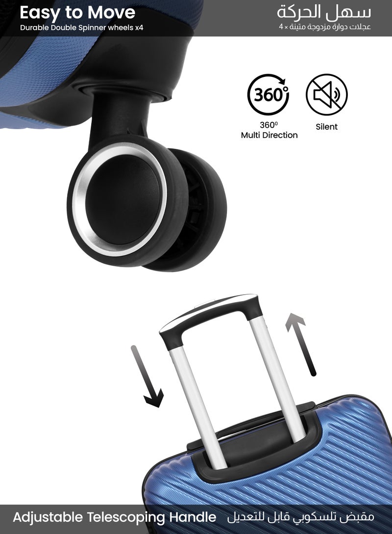 بارا جون حقيبة سفر بعجلات مقاس  بوصة من مادة  خفيفة الوزن صلبة تحمل  كجم أزرق داكن - Image 3