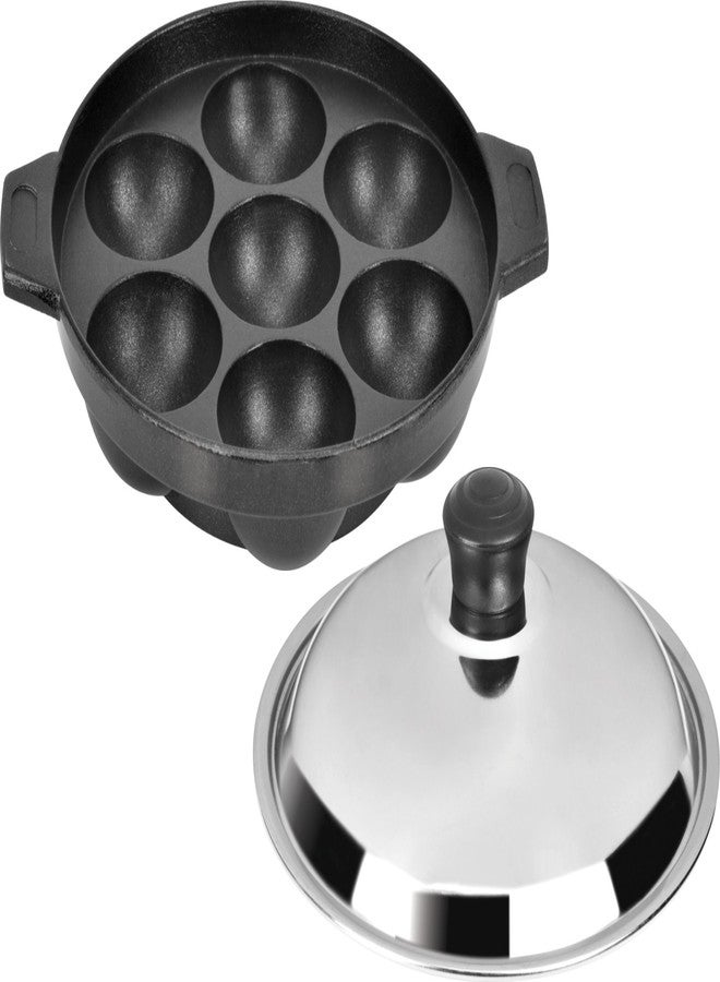 Tosaa Non Stick 7 Cavity Appam Patra with Stainless Steel Lid - Image 1