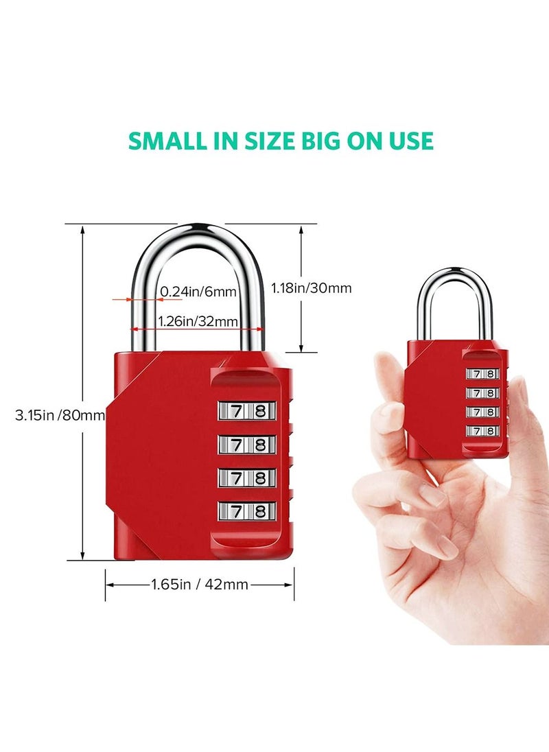2-Piece 4-Digit Combination Password Padlock Red