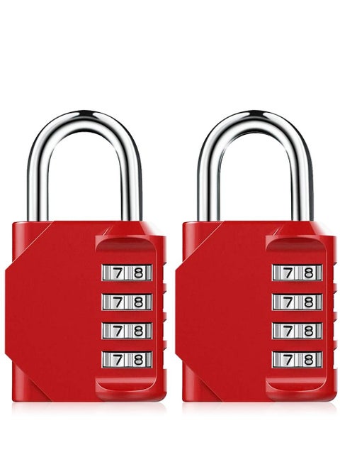 2-Piece 4-Digit Combination Password Padlock Red
