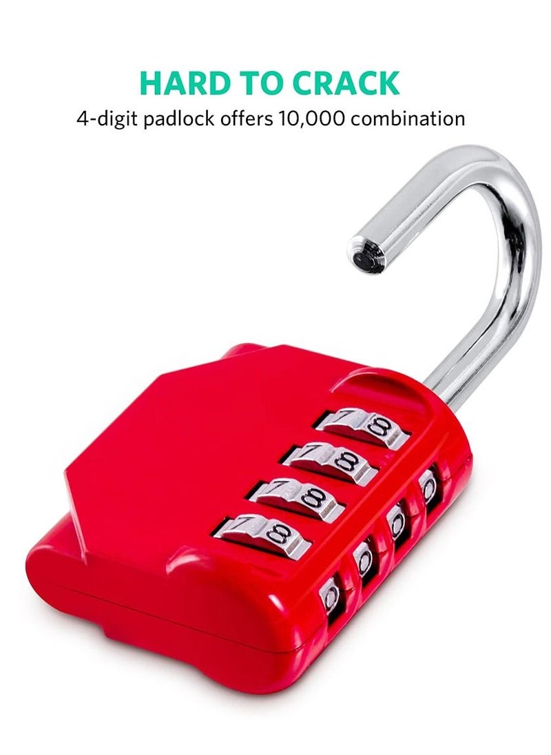 2-Piece 4-Digit Combination Password Padlock Red