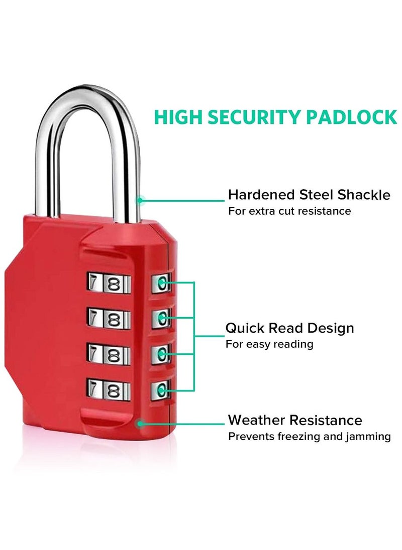 2-Piece 4-Digit Combination Password Padlock Red