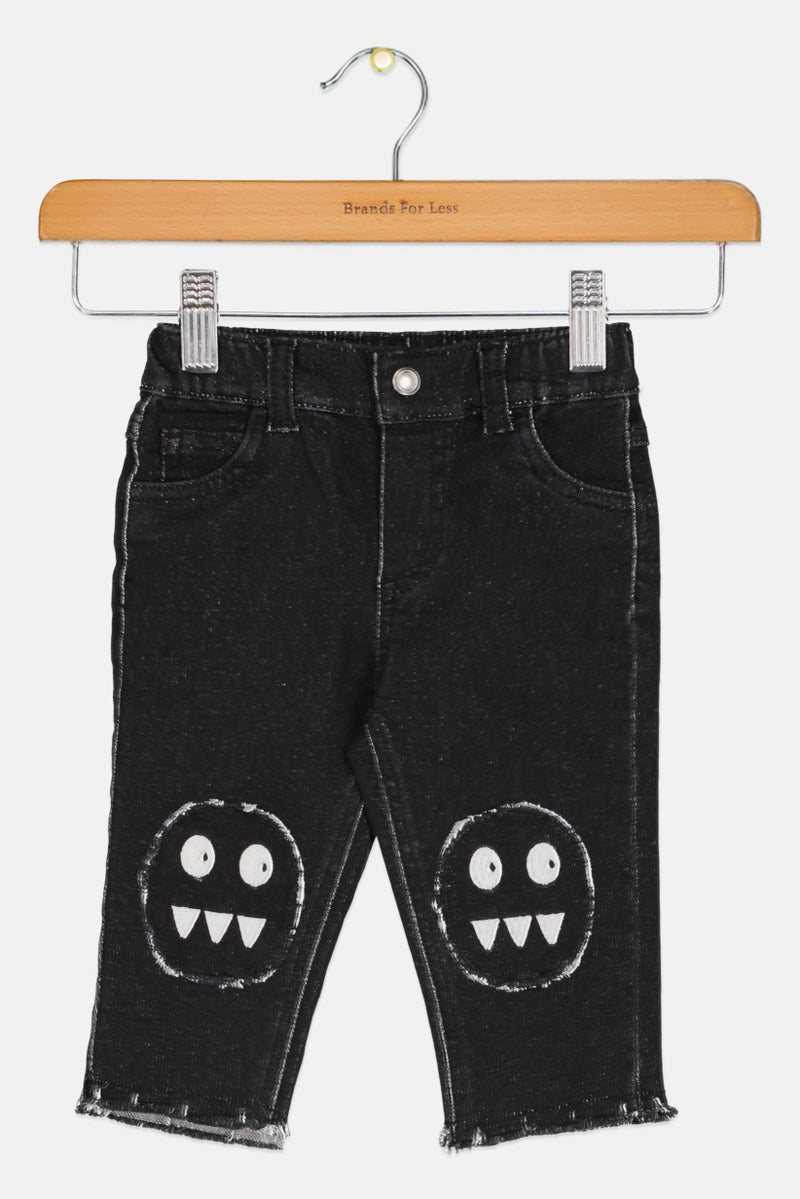 First Impressions Toddlers Boy Embroidered Pant, Black - Image 1