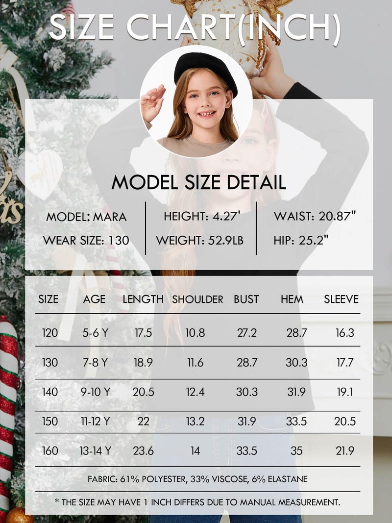 Haloumoning Girls Long Sleeve T Shirts Kids Fall Tops Crewneck Basic Tees 5-14Y Blue - Image 5