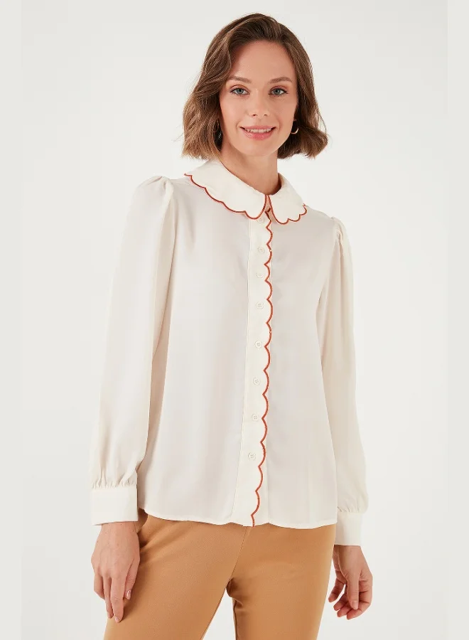 Lela Lela Collar Detailed Regular Fit Chiffon Shirt Women's SHIRT 61114410