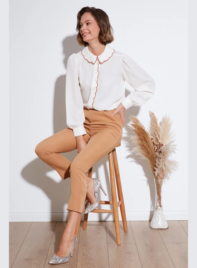 Lela Lela Collar Detailed Regular Fit Chiffon Shirt Women's SHIRT 61114410