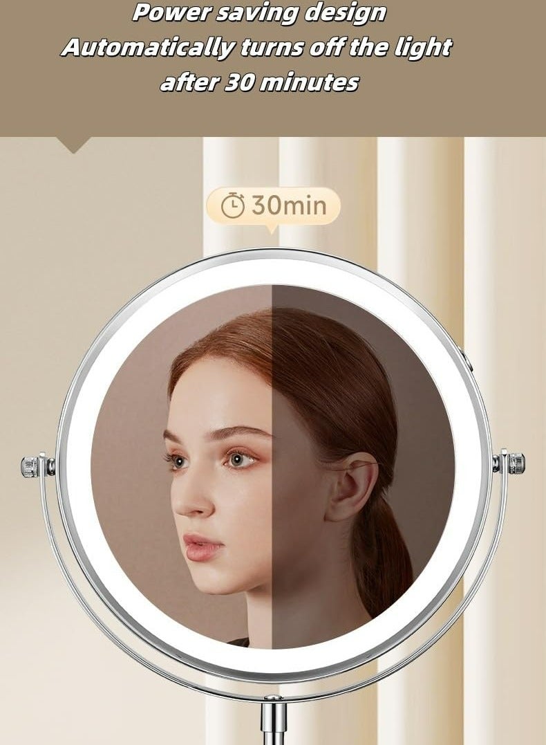 جوي لينك مرآة مكياج مضاءة كبيرة 10X، مرآة مكياج قابلة لإعادة الشحن بارتفاع 8 بوصة قابلة للتعديل، 3 ألوان سطوع قابلة للتعديل، شاشة تعمل باللمس، دوران 360 درجة، هدية للنساء - Image 4