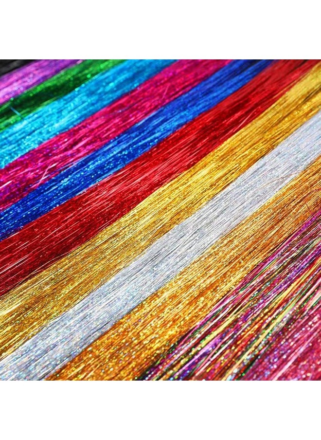 FDBJulyy - 22 Colors 4400 Strands Hair Tinsel Strands Kit 47 Inches Sparkling Party Tinsel Hair Extensions Highlights Multi-Colors Synthetic Hair Streak Bling（22 color/set） - Image 1
