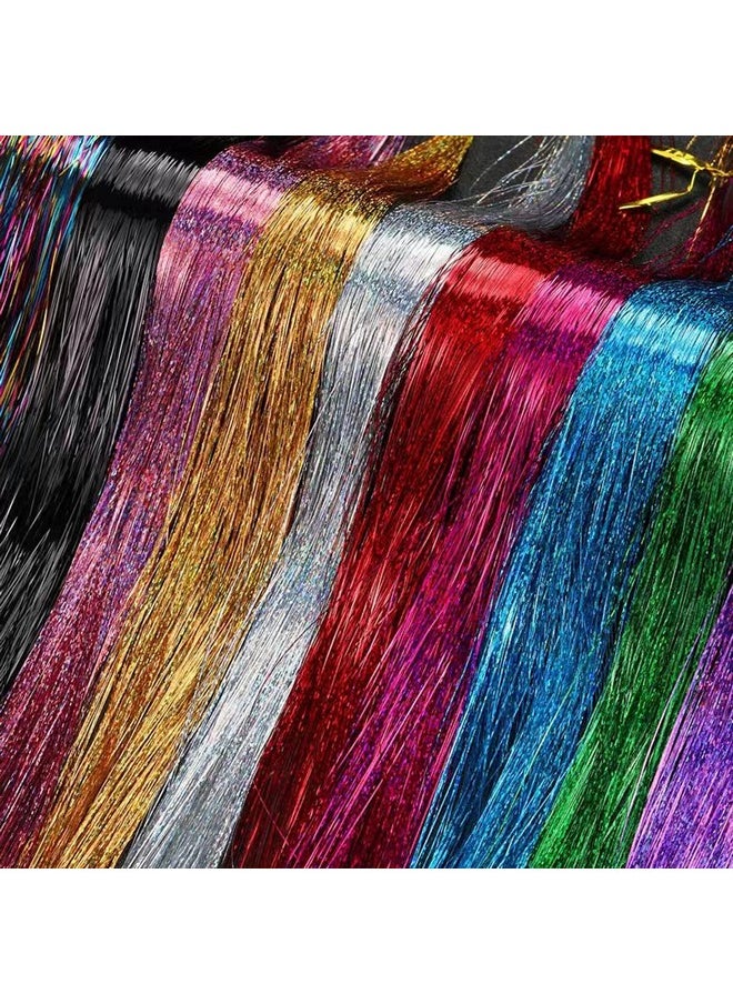 FDBJulyy - 22 Colors 4400 Strands Hair Tinsel Strands Kit 47 Inches Sparkling Party Tinsel Hair Extensions Highlights Multi-Colors Synthetic Hair Streak Bling（22 color/set） - Image 1