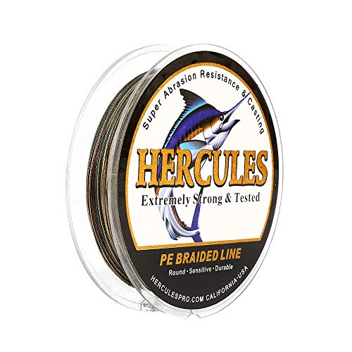 Hercules خط صيد هيركوليس فائق القوة 500م 547 ياردة مضفر 20 رطل اختبار للمياه المالحة والعذبة PE خيوط صيد مضفرة 4 خيوط - تمويه، 20 رطل (9.1 كجم)، 0.20 مم - Image 1