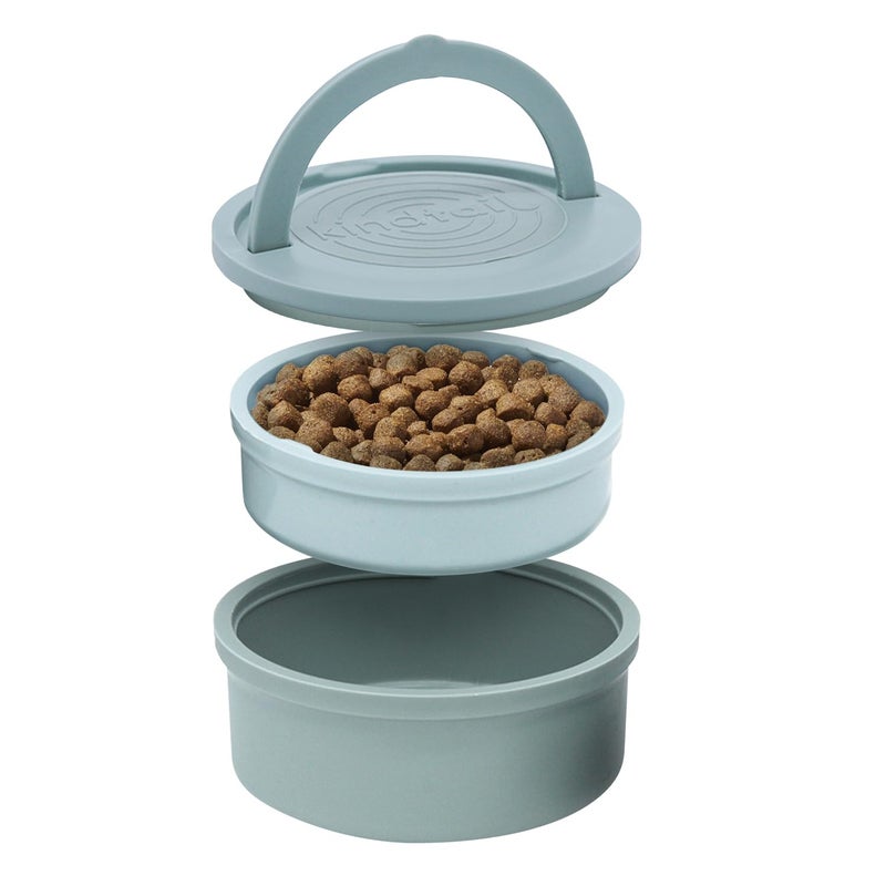 KindTail Dog Travel Bowls - Set of 2 Portable Pet Food & Water Dishes with Lid & Handle - Each Nesting Container Includes a Non-Slip Silicone Base - Microwave & Dishwasher Safe - BPA & Toxin-Free - Image 1
