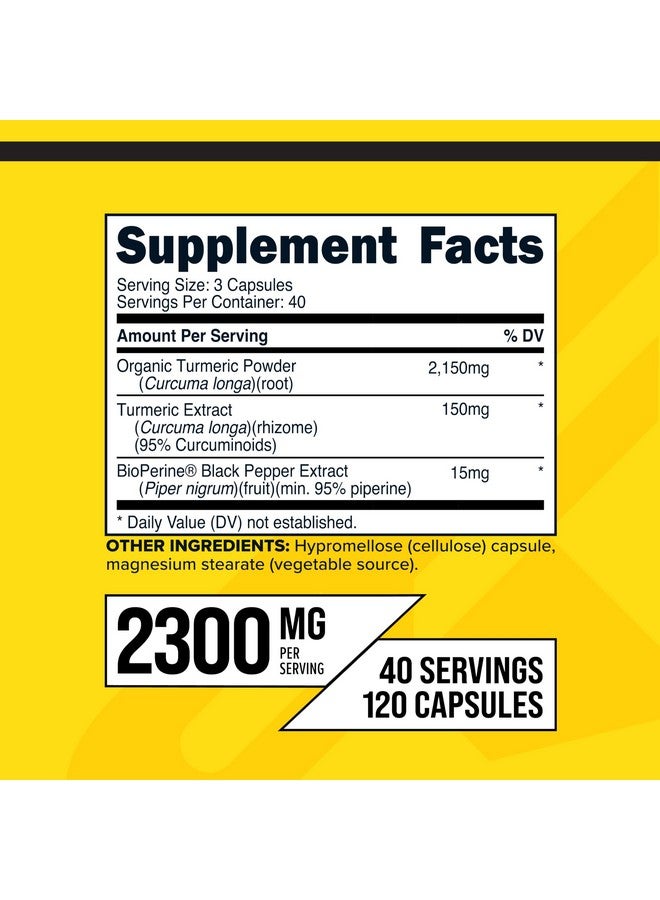 Primaforce Turmeric with Bioperine 120 Capsules, 2300 mg Per Serving - Dietary Supplement, 40 Servings - Image 2