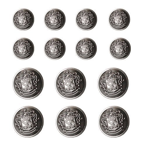 YaHoGa 14 PCS Antique Silver Metal Blazer Buttons Set 23mm 18mm for Blazers Suits Sport Coat Uniform Jackets MB20322 - Image 1