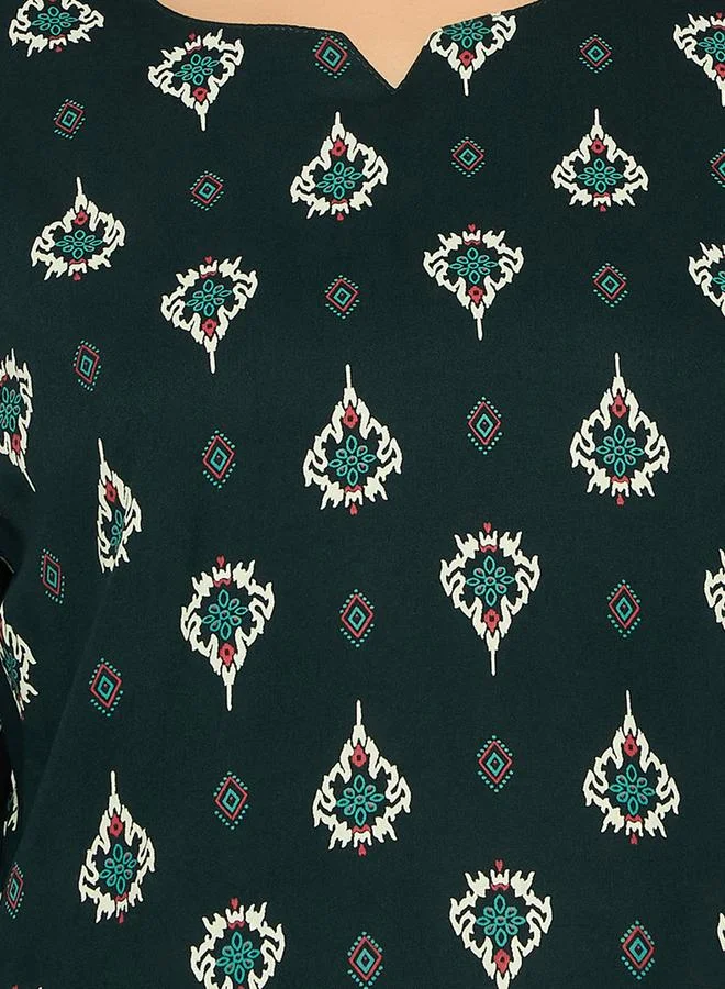 Clovia Printed Notch Neck Top and Pyjama Set