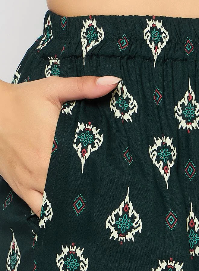 Clovia Printed Notch Neck Top and Pyjama Set