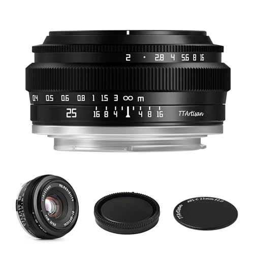 TTArtisan 25mm F2 WideAngle APSC Camera Lens Large Aperture Manual Fixed Camera Lens Compatible with Fuji XMount Cameras XA2 XA2 XA3 XA5 XA7 XH1 XT1 XT2 XT3 XT20 XT30 XT100 XT200 XPRO1
