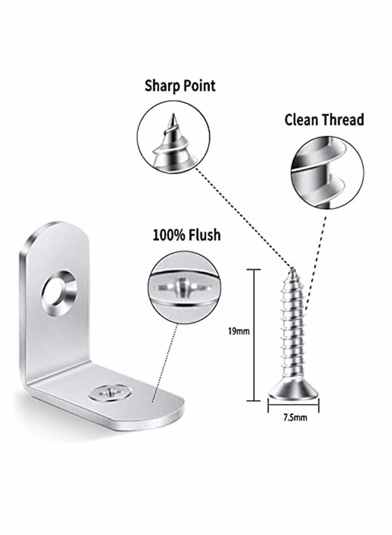 Y&D 10 Pieces Corner Brace L Brackets Heavy-Duty 30 mm x Right Angle Metal 90 Degree Bracket for Wood Shelves Dressers Chairs with Screws  - Image 2